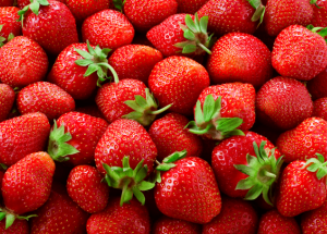 a pile of strawberries